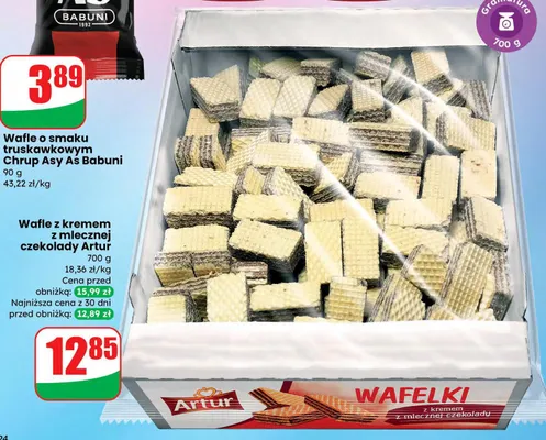 Wafle z kremem z mlecznej czekolady promocja w Dino