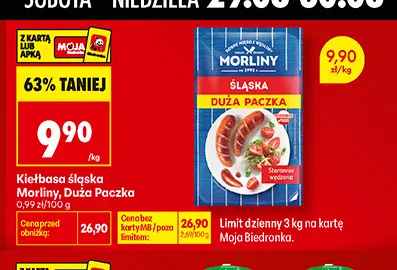 Kiełbasa śląska Morliny Duża Paczka promocja w Biedronka