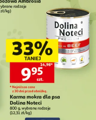 Karma mokra dla psa Dolina Noteci Premium bogata w wołowinę promocja w Auchan
