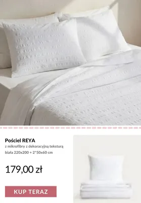Pościel REYA z mikrofibry z dekoracyjną teksturą biała 220x200 + 2*50x60 cm promocja w Homla