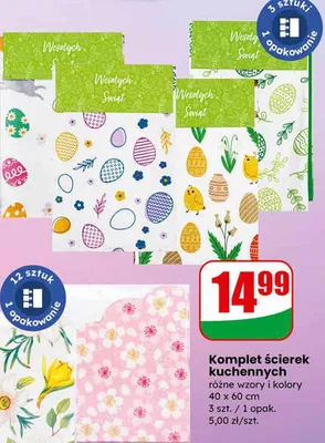 Komplet ścierek kuchennych różne wzory i kolory promocja w Dino