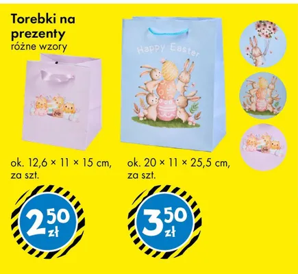Torebki na prezenty różne wzory ok. 20x11x25,5cm promocja w Tedi