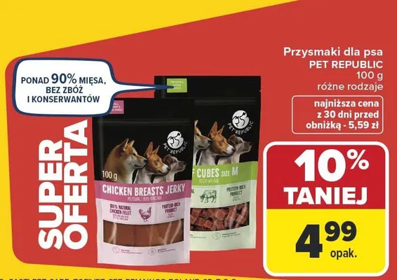 Przysmaki dla psa PET REPUBLIC 100 g różne rodzaje promocja w Carrefour