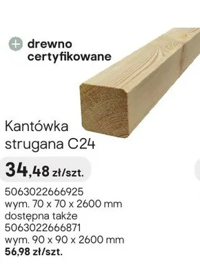 Kantówka strugana C24 promocja w Castorama