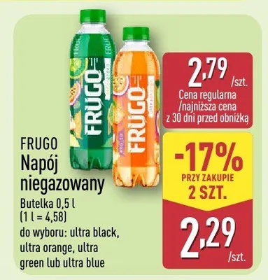 Napój niegazowany ultra black, ultra orange, ultra green lub ultra blue promocja w Aldi