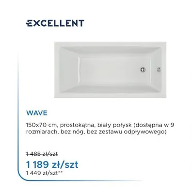 Wanna prostokątna Excellent Wave promocja w Blu Salony Łazienek
