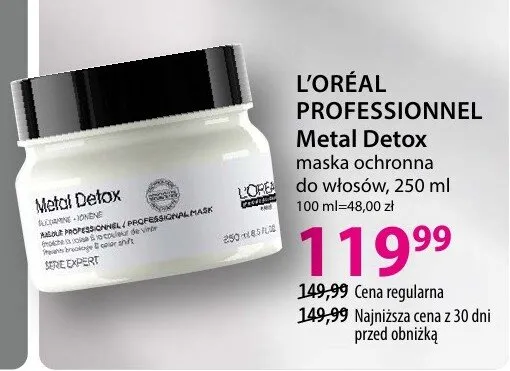 Maska ochronna do włosów L'Oréal Professionnel Metal Detox promocja w Hebe