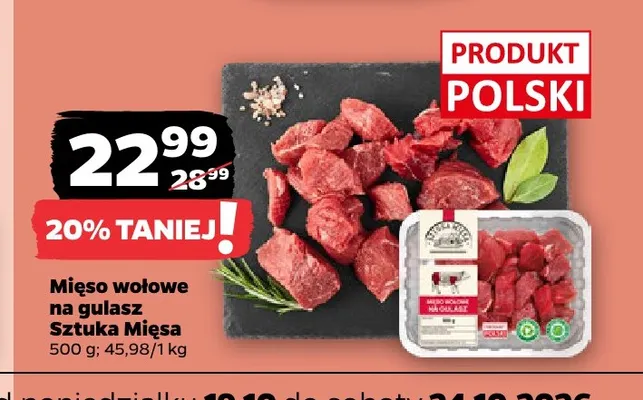 Mięso wołowe na gulasz Sztuka Mięsa promocja w Netto