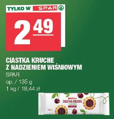 Ciastka kruche z nadzieniem wiśniowym SPAR promocja w SPAR