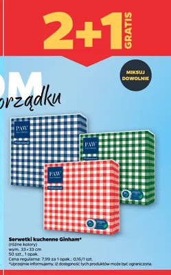 Serwetki kuchenne PAW Gingham zielone promocja w Netto