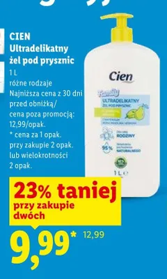 Ultradelikatny żel pod prysznic CIEN promocja w Lidl