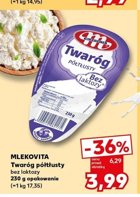 Twaróg półtłusty bez laktozy Mlekovita promocja w Kaufland