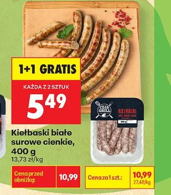 Kiełbaski białe surowe cienkie Czas na Grill promocja w Biedronka