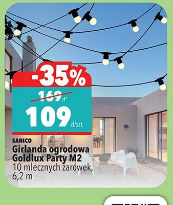 Girlanda ogrodowa Goldlux Party M2 10 mlecznych żarówek, 6,2 m Sanico promocja w Biedronka