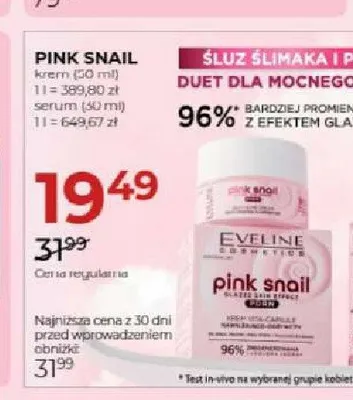 Krem do twarzy Eveline Pink Snail promocja w Drogerie Jawa