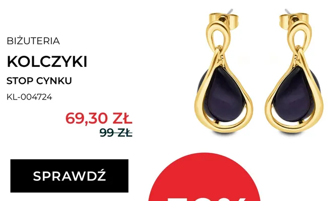 Kolczyki stop cynku KL-004724 promocja w Briju