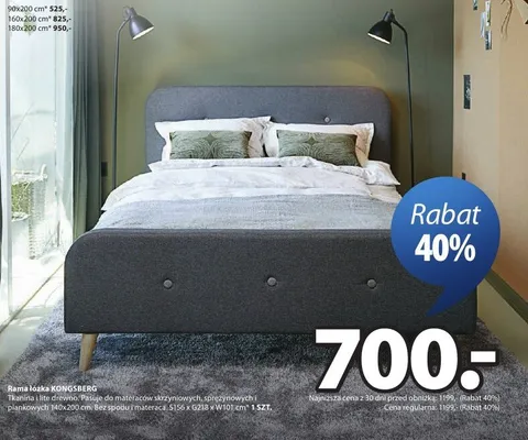 Rama łóżka Kongsberq promocja w Jysk