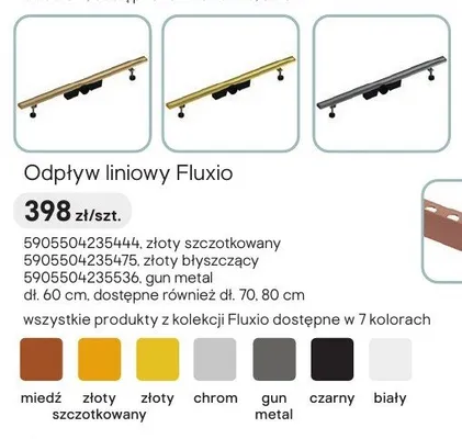 Odpływ liniowy Fluxio złoty błyszczący promocja w Castorama