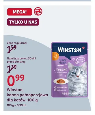 Karma dla kotów Winston Pyszny Posiłek z kaczką promocja w Rossmann