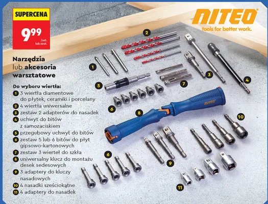 Narzędzia lub akcesoria warsztatowe, różne rodzaje promocja w Biedronka