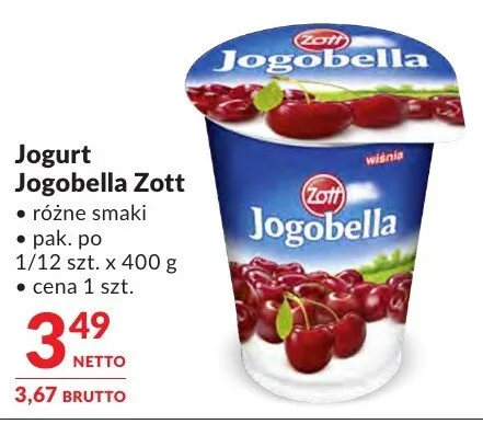 Jogurt Jogobella Zott promocja w Makro
