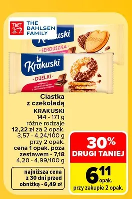 Ciastka z czekoladą Krakuski Duelki promocja w Carrefour