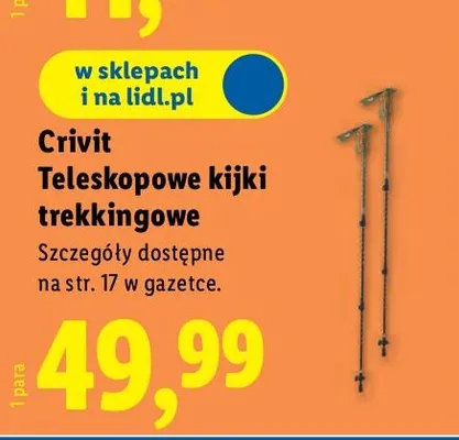Teleskopowe kijki trekkingowe promocja w Lidl