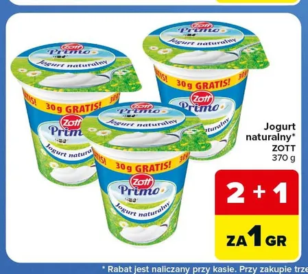 Jogurt naturalny Zott promocja w Carrefour Market