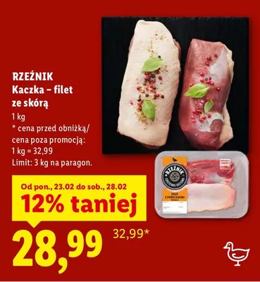 Kaczka - filet ze skórą promocja w Lidl