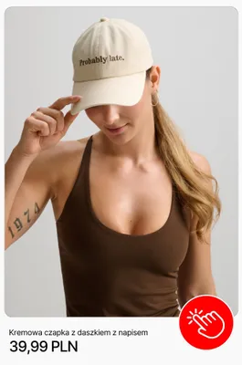 Czapka z daszkiem kremowa z napisem Cropp promocja w Cropp