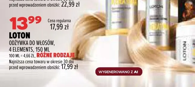 Odżywka do włosów 4 Elements Loton promocja w Drogerie Natura