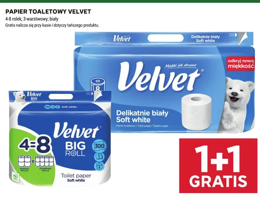 Papier toaletowy Velvet Delikatnie biały Soft white 8-pak promocja w Stokrotka
