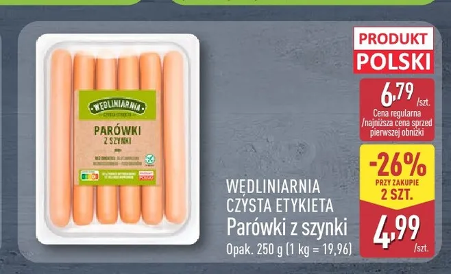 Parówki z szynki Wędliniarnia Czysta Etykieta promocja w Aldi