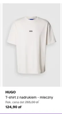 T-shirt z nadrukiem HUGO mleczny promocja w Lounge by Zalando