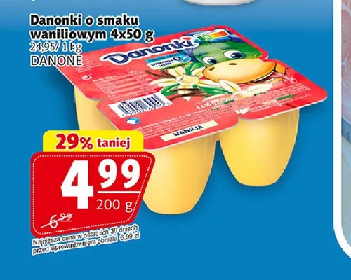 Danonki o smaku waniliowym 4-pak Danone promocja w Prim Market