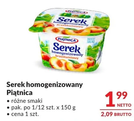 Serek homogenizowany Piątnica różne smaki promocja w Makro