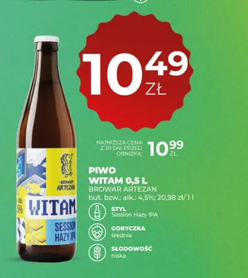 Piwo Witam Artezan promocja w Duży Ben