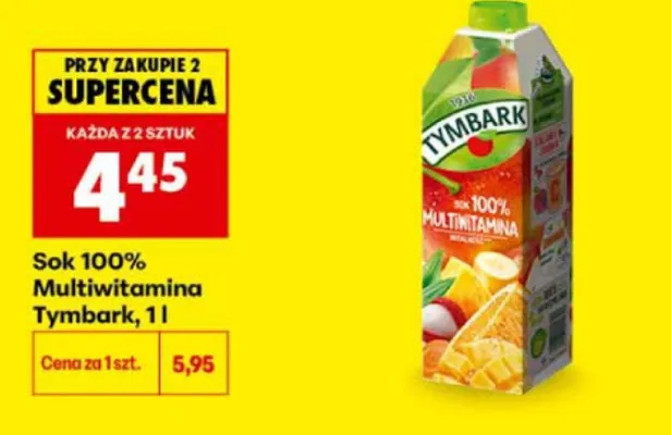 Sok 100% Multiwitamina Tymbark promocja w Biedronka