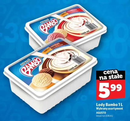 Lody Bambo waniliowo-truskawkowe Augusto promocja w TOPAZ