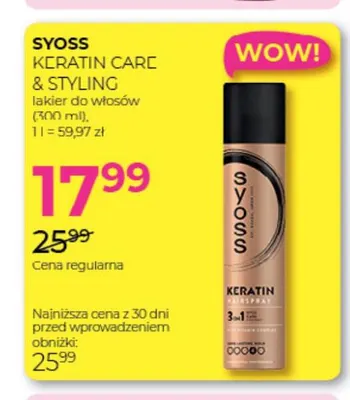 Lakier do włosów Keratin Care & Styling Syoss promocja w Drogerie Jawa