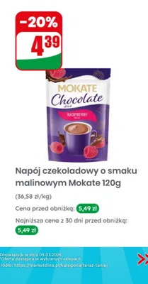 Napój czekoladowy o smaku malinowym promocja w Dino