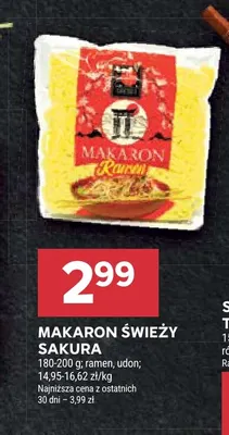 Makaron świeży udon Sakura promocja w Stokrotka