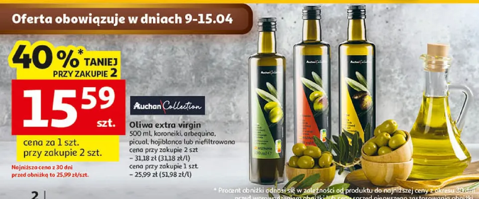 Oliwa extra virgin arbequina promocja w Auchan