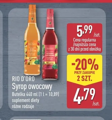 Syrop owocowy pomarańczowy Rio D'Oro promocja w Aldi