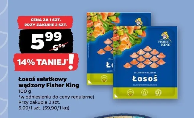 Łosoś sałatkowy wędzony Fisher King promocja w Netto