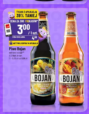Piwo bezalkoholowe Bojan Ciemne Cytrynowe promocja w POLOmarket