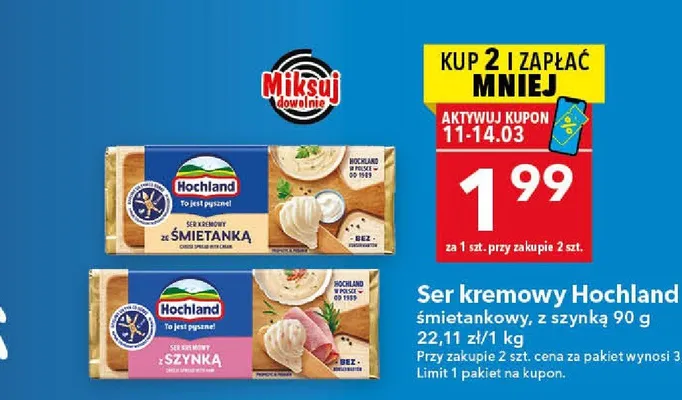 Ser kremowy śmietankowy, 2 szynką promocja w LEWIATAN
