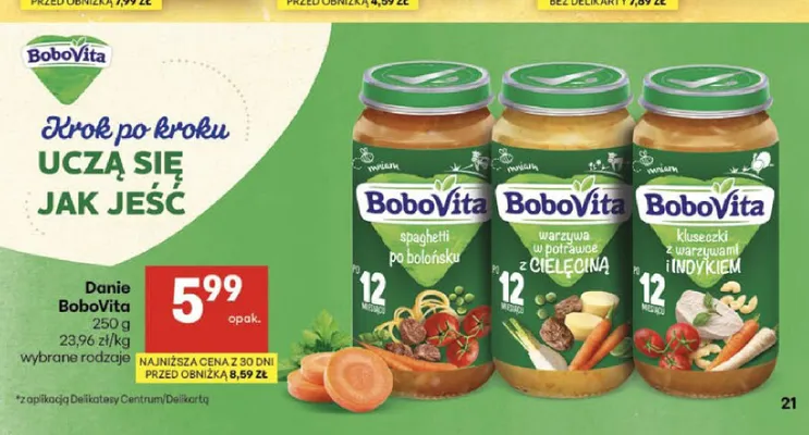 Danie warzywa w potrawce z cielęciną BoboVita promocja w Delikatesy Centrum
