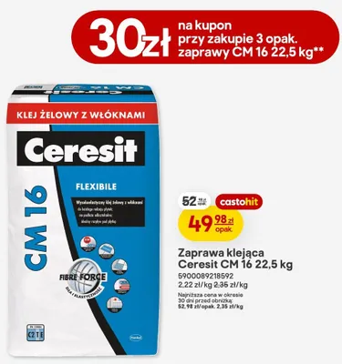 Zaprawa klejąca Ceresit CM 16 promocja w Castorama
