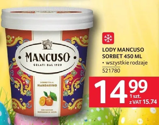 Lody Mancuso sorbet 450 ml promocja w Selgros